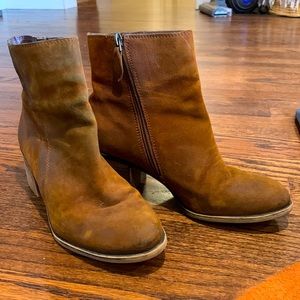 Franco sarto brown suede heeled ankle boots
